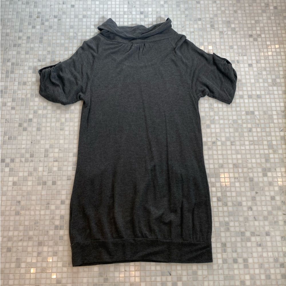 Whisper Trail Gray Bamboo Turtleneck Dress with Pockets - Picture 5 of 12